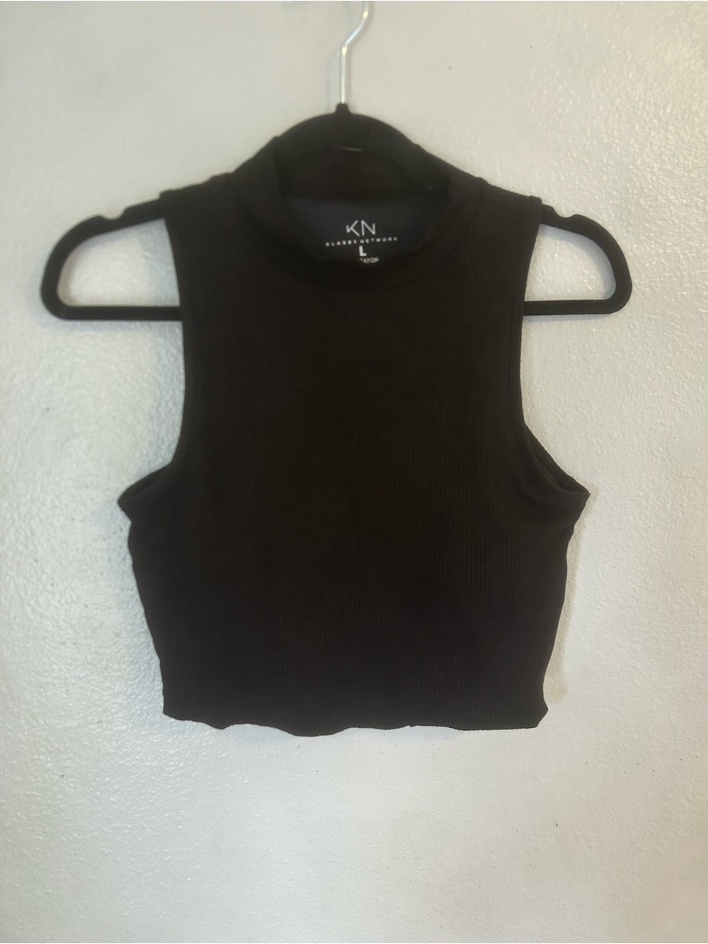 Klassy network ribbed high neck tank